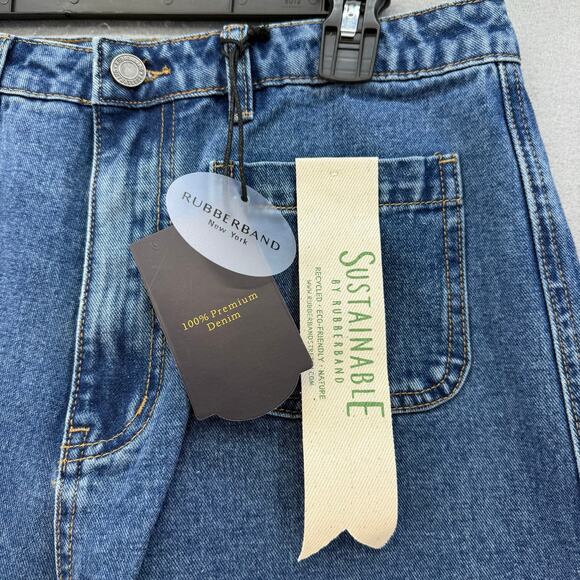 Rubberband Stretch Jeans Women's 30 11/12 Blue Patch Pocket Wide Leg NWT - Picture 5 of 14